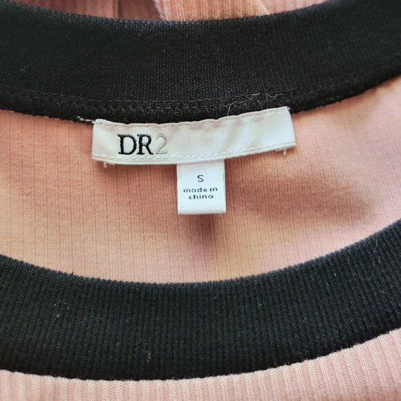 Pink with Black/White Contrast Trim Long Sleeve Lightweight Sweatshirt Size S - Picture 3 of 4